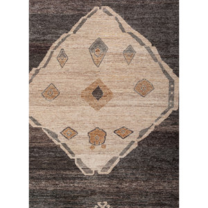 Alfombras de Lana Anudadas a Mano, Color Azul Tomillo, Patrón Geométrico Abstracto, para Entrada del Hogar, Modelo Rectangular Tipo Rompecabezas 9x12, Técnica Hecha a Mano - Product Image 3