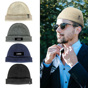 Bonnet ajusté avec broderie personnalisée, chapeaux de qualité supérieure, luxe, tricot côtelé en laine, bonnet de pêcheur pour homme avec logo personnalisé - Product Image 2