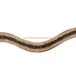 หนังอานม้าสีดำแบบพรีเมี่ยมคุณภาพสูงทรงคลื่น5แถวสีม่วงและสีเงินประดับคริสตัลเพชรเพชรสายหนังม้าส่องแสงเป็นประกายวิบวับ - Product Image 1