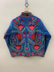 Motif floral fabriqué à la main avec doublure et boutons faits à la main manteau doux vêtements d'hiver veste manteau Floral femmes manteau - Product Image 3