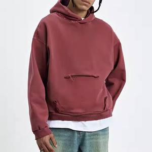 Sweatshirts à capuche surdimensionnés de luxe vierges Streetwear vintage OEM lavés à l'acide pour hommes - Product Image 2