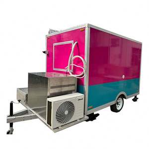 Remorque alimentaire mobile rose en acier inoxydable, véhicule de restauration personnalisé pour la vente de nourriture de rue - Product Image 1