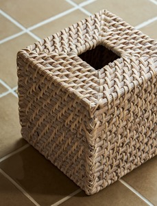 Boîte à mouchoirs carrée en rotin, blanche, faite à la main, boîte de rangement écologique, décoration naturelle pour la maison et la maison, vente en gros du Vietnam - Product Image 4