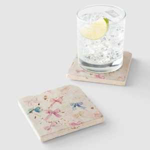 Sous-verre en marbre rose avec nœud, sous-verre en pierre naturelle, décoration de printemps pour la maison - Product Image 2