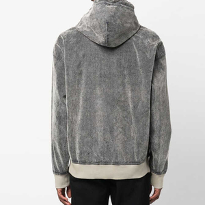 Sudadera con Capucha de Estilo Único, Lavado Ácido Personalizado, Corte Cuadrado, Impermeable para Invierno, Efecto Desgastado por el Sol, Cierre de Cremallera, Material de Alta Calidad, Gruesa - Product Image 5