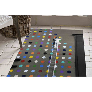 Tapis coloré à pois de Banksy : Art graffiti, décoration moderne pour la maison, tapis en chenille - Product Image 5