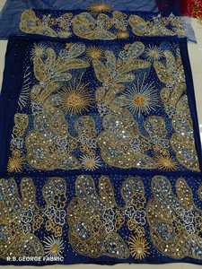 Tela de Terciopelo Africano de Alta Calidad con Cuentas, Bordada, con Pedrería, Diseño Elegante y Ecológico, Tipo Kanga - Product Image 5