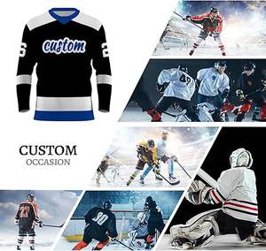 Tenues de hockey sur glace pour adultes grandes tailles les plus populaires, logo et nom d'équipe personnalisables, 100 % polyester, séchage rapide, respirantes, ensembles élégants - Product Image 1