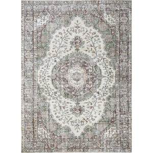 Tapis en laine gris et noir vintage noué à la main, motif médaillon classique, puzzle rectangulaire pour couloir, tapis moelleux pour salon - Pae-2753 - Product Image 1