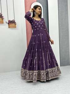Vente chaude nouvelle fête porter indien prêt à porter fausse georgette lourde séquence broderie robe et avec Dupatta concepteur indien - Product Image 2