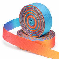 Sangle tissée double face imprimée dégradé arc-en-ciel, résistante à l'abrasion et à haute ténacité, pour accessoires de sac à dos d'extérieur