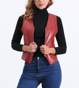 Veste en cuir automne-hiver personnalisée pour femmes avec col tournant solide manches complètes et doublure en satin respirant - Product Image 2