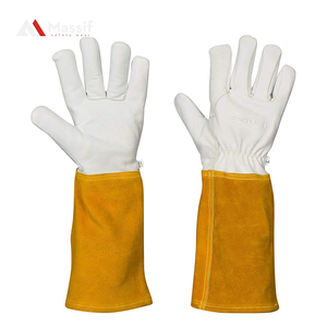 Gants de soudage en cuir de vache fendu personnalisables avec fonctions anti-coupure, antidérapantes, anti-choc et anti-chaleur - Product Image 1