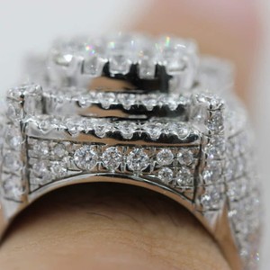 14K White Gold Plated <b>Ring</b> For <b>Men</b> Best Popular Rapper Hip hop 925 Sterling <b>Silver</b> Pave Round Clear VVS Moissanite Diamond <b>Ring</b> - Product Image 6