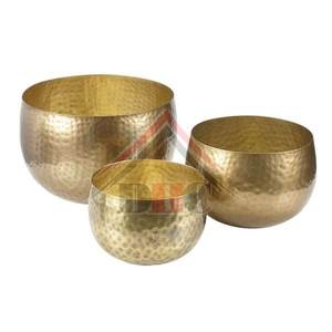 Ensemble de jardinières en laiton martelé de luxe, pot à fleurs doré, pot de jardin décoratif pour l'intérieur et l'extérieur, pour la décoration de la maison et de l'hôtel - Product Image 3