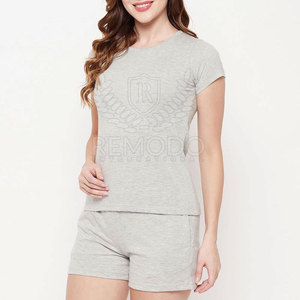 ชุดสองชิ้นสำหรับผู้หญิง2025เสื้อเชิ้ตแขนสั้นสีพื้น - Product Image 2