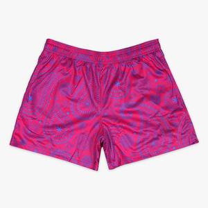 Short de bain imprimé à motif Paisley pour hommes, séchage rapide, taille élastique, short décontracté en rose et violet - Product Image 1