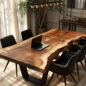 KALATRI <b>Solid</b> <b>Wood</b> Handmade Eco-Friendly Custom Modern Square Dining <b>Table</b> with Metal Legs 6 Seater Chandigarh 1-Year Warranty - Product Image 4