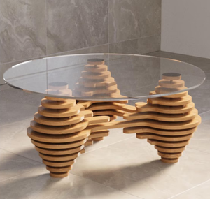 Mesa de centro paramétrica de lujo moderna, características lavables ligeras extraíbles, diseño de vidrio único para la decoración del hotel de la oficina en casa - Product Image 1