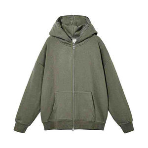 Fabricants de vêtements pour hommes 100% Sweats à capuche en coton molletonné à épaules tombantes avec fermeture éclair complète Oversize Winter Season Best Supplier Casual Wear - Product Image 6