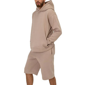Conjunto de Dos Piezas de Sudadera con Capucha y Pantalones Cortos con Logotipo Personalizado para Uso Diario, Sudadera con Capucha Lisa y Pantalones Cortos a Juego para Hombre - Product Image 2