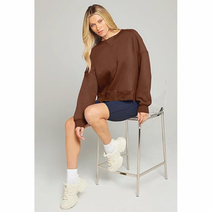 OEM personalizado sudadera de algodón de gran tamaño de las mujeres Casual de manga larga de cuello redondo Jersey de uso diario al por mayor sudaderas con capucha - Product Image 4