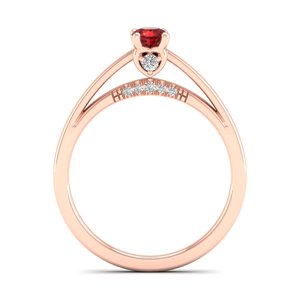 แหวนหมั้นพลอยโกเมนทรงกลม REYES น้ำหนัก 0.25 กะรัต ราคาโรงงาน แหวนแต่งงานทองคำชมพู 14K ประดับโมอิสซาไนต์ - Product Image 4