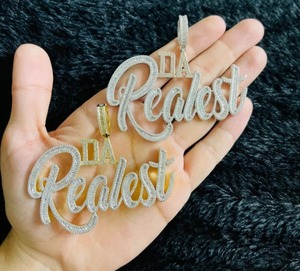 Da Realest Hip Hop pendentif en diamant simulé beau pendentif en argent sterling Moissanite personnalisé avec breloques en alliage plaqué - Product Image 2