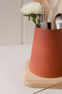Porte-ustensiles en céramique de qualité supérieure pour plan de travail de cuisine, porte-cuillères résistant à la chaleur, pot de rangement pour couverts en céramique moderne - Product Image 2