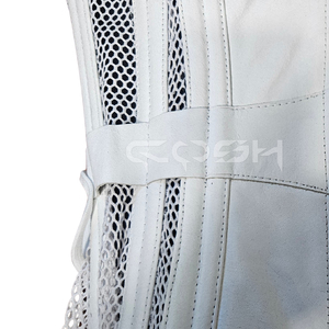 Corset élégant en cuir blanc sous-poitrine, à double armature en acier, avec empiècements en maille, pour cintrer la taille - Product Image 4