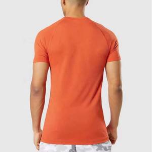 Fabrication personnalisée Tee Shirt en coton uni orange à manches courtes décontracté haute qualité hommes T-Shirts respirant Gym Fitness - Product Image 5