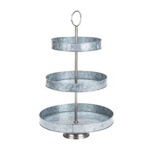 ที่วางถาดโลหะชุบสังกะสี2ชั้นแบบเรียบง่ายสำหรับบ้านไร่คัพเค้กขนมหวานที่จัดแสดงสำหรับห้องครัวเคาน์เตอร์ของตกแต่งงานปาร์ตี้ - Product Image 2