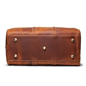 Genuine Leather Foldable Large Capacity Weekender <b>Duffel</b> <b>Bag</b> with Zipper Closure Portable Shoulder Strap for Travel - Product Image 4