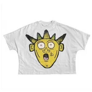 Nuevo estilo de moda 100% Camiseta de algodón serigrafía 2 paneles recortados de gran tamaño hombro caído Boxy Fit ropa de calle - Product Image 4