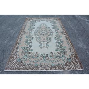 Vintage Large Rug, 5.7x9.7 ft Turkish Rug, <b>Brown</b> Oriental <b>Wool</b> Rug - Product Image 1