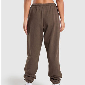 Pantalon de jogging en molleton anti-rides marron chiné confortable pour femmes et hommes, taille plus, pantalon de détente d'hiver, 100% coton, taille élastique, 2026 - Product Image 2