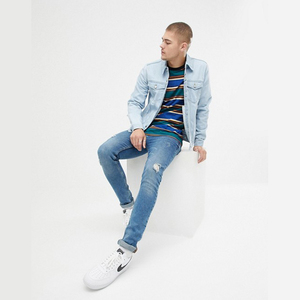 Veste en jean pour homme en coton de qualité supérieure Vente en gros Coupe ajustée Boutonnée avec étiquette personnalisée Look délavé pour l'hiver - Product Image 2