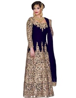 Dernière collection de costumes Salwar Kameez de style pakistanais en velours brodé avec des travaux de miroir réels