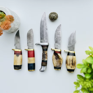 Juego de Cuchillos de Cocina de Acero al Carbono con Patrón Damasco Hecho a Mano, 5 Piezas, Mango Personalizado, Ambidiestro, Duradero, Afilado y Ligero - Product Image 3