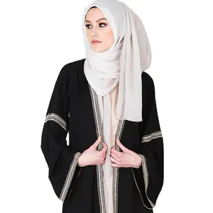 Davanti aperto alla moda Abaya donne vestito musulmano caftano Casual Abaya Dubai manica lunga più colori abbigliamento islamico all'ingrosso