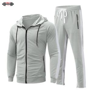 Alta calidad personalizado Zip capucha transpirable Sudadera con capucha pantalón conjunto hombres al por mayor deporte chándal algodón polar invierno de talla grande - Product Image 1