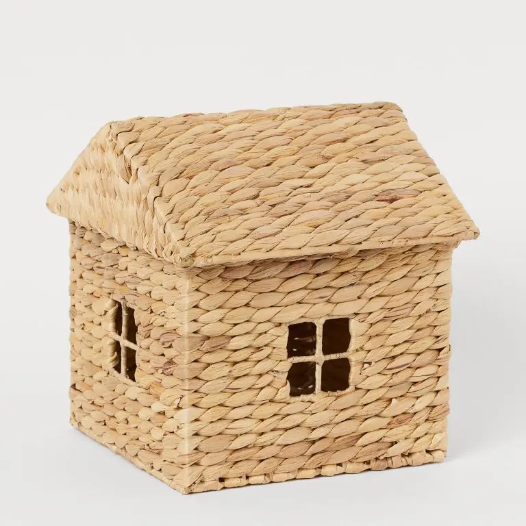 Water hyacinth house shaped storage box Handmade woven Hyacinth Kid Hamper Basket Box for Kids room Nursery decoration