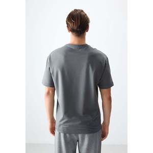 T-shirt basique pour homme Air Jones, couleur kaki, coupe ample, en tissu épais et doux en mélange de coton - Modèle 88378 - Product Image 5