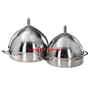 Olla Caliente Redonda de Nácar y Madera de Nogal, Vajilla de Lujo, Nuevo Calentador de Comida Metálico de Alta Gama - Product Image 3