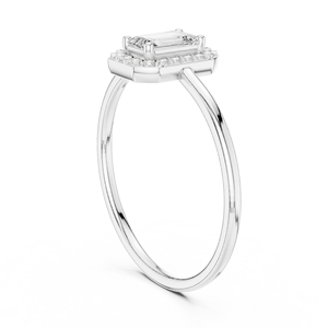 Bague de fiançailles en moissanite taille émeraude de luxe, certifiée IGI, alliage or rose, halo de diamants, bijoux de mariage classiques pour femmes - Product Image 3