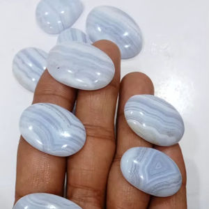 H a GEMS Cabujón de Ágata Azul Natural, Piedra Preciosa Suelta Azul Claro Relajante con Forma Mixta para la Fabricación de Joyas - Product Image 4