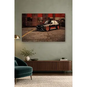 Impression sur toile de Fida Black BMW E30 M3 devant l'usine de briques - Product Image 4