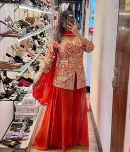 Sharara Suit Mujer Étnico Kurta Pijama Sharara South Faux Georgette Tela Mejor Calidad Fiesta Causal Ropa Formal India - Product Image 4