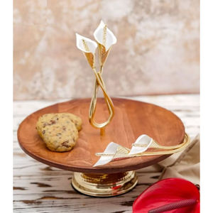 Diseño antiguo 2 niveles soporte decorativo hecho a mano para pasteles soporte creativo para cupcakes de forma redonda con soporte de hoja de Metal para la mejor venta - Product Image 6