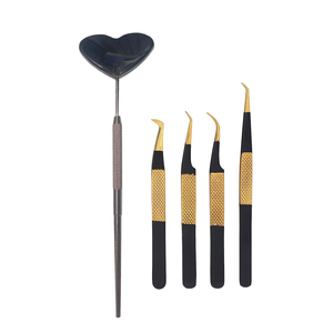 Ensemble de miroirs pour extensions de cils en acier inoxydable de haute qualité en forme de cœur, logo personnalisé, pinces antistatiques pour les professionnels de la beauté - Product Image 1